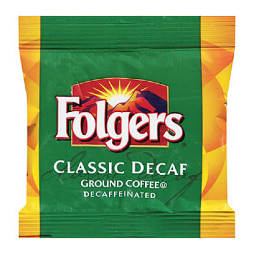 Folgers Coffee, Classic Roast, Decaf, 0.9 oz Bag, 36/Carton (06119)