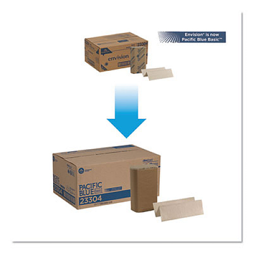 Georgia Pacific Professional Pacific Blue Basic M-Fold Paper Towels, 1-Ply, 9.2 x 9.4, Brown, 250/Pack, 16 Packs/Carton (23304)