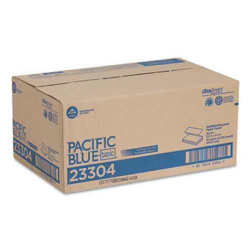 Georgia Pacific Professional Pacific Blue Basic M-Fold Paper Towels, 1-Ply, 9.2 x 9.4, Brown, 250/Pack, 16 Packs/Carton (23304)