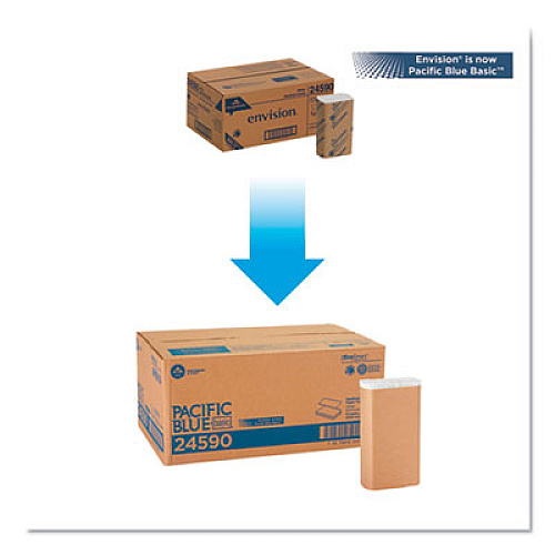 Georgia Pacific Professional Pacific Blue Basic M-Fold Paper Towels, 1-Ply, 9.2 x 9.4, White, 250/Pack, 16 Packs/Carton (24590)