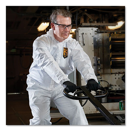 KleenGuard A80 Elastic-Cuff Hood and Boot Coveralls, X-Large, White, 12/Carton (45664)