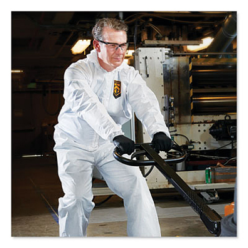 KleenGuard A40 Elastic-Cuff, Ankle, Hood and Boot Coveralls, X-Large, White, 25/Carton (44334)