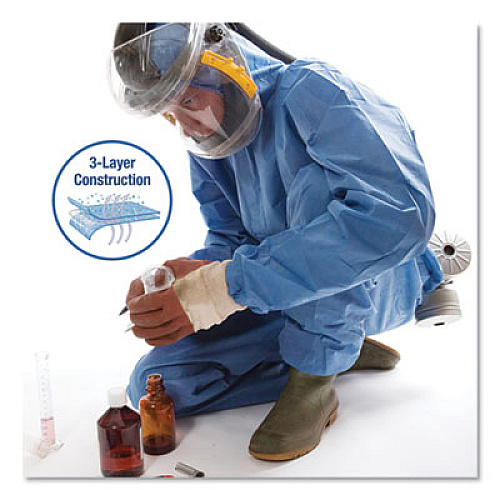 KleenGuard A60 Blood and Chemical Splash Protection Coveralls, X-Large, Blue, 24/Carton (45094)