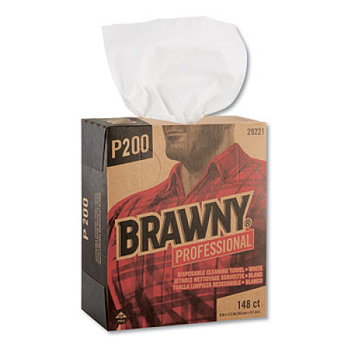 Brawny Professional Light Duty Paper Wipers, 2-Ply, 8 x 12.5, White, 148/Box, 20 Boxes/Carton (29221)