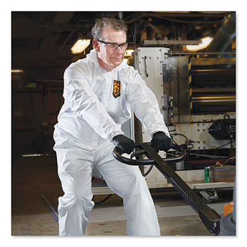 KleenGuard A20 Elastic Back and Ankle Hood and Boot Coveralls, X-Large, White, 24/Carton (49124)