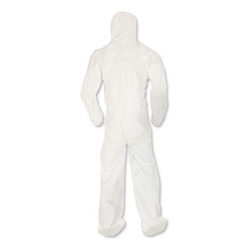 KleenGuard A80 Elastic-Cuff Hood and Boot Coveralls, Large, White, 12/Carton (45663)