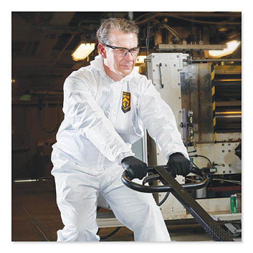 KleenGuard A80 Elastic-Cuff Hood and Boot Coveralls, Large, White, 12/Carton (45663)