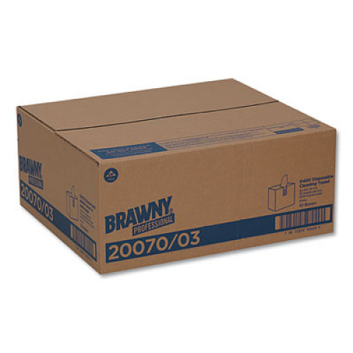 Brawny Professional Medium Duty Premium DRC Wipers, 1-Ply, 9.25 x 16.3, Unscented, White, 90 Wipes/Box, 10 Boxes/Carton (2007003CT)