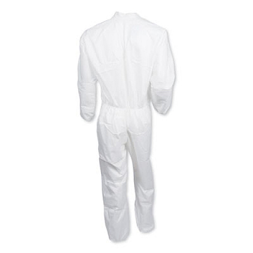 KleenGuard A30 ELASTIC-BACK AND CUFF COVERALLS, WHITE, LARGE, 25/CARTON (46103)