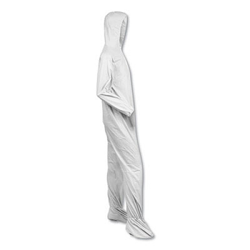 KleenGuard A40 Elastic-Cuff, Ankle, Hood and Boot Coveralls, 3X-Large, White, 25/Carton (44336)
