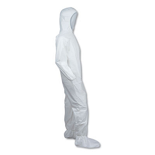 KleenGuard A30 Hood and Boots Splash/Particle Protection Coverall, 5X-Large, White, 25/Carton (27238)