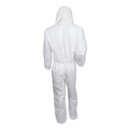 KleenGuard A30 Elastic-Back and Cuff Hooded Coveralls, White, 4X-Large, 25/Carton (46117)