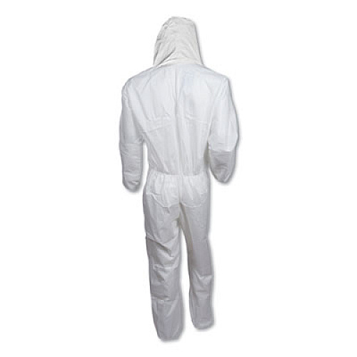 KleenGuard A30 Elastic Back and Cuff Hooded Coveralls, 3X-Large, White, 21/Carton (46116)