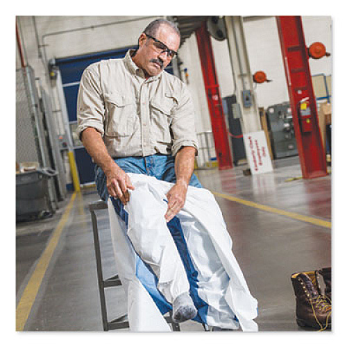 KleenGuard A40 Breathable Back Coveralls, 4X-Large, White/Blue, 25/Carton (38508)