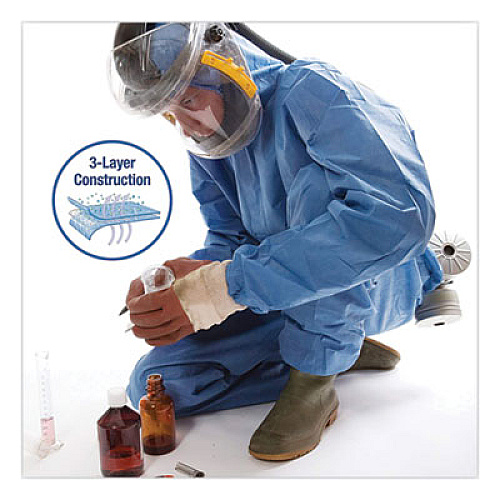 KleenGuard A60 ELASTIC-CUFF, ANKLES AND BACK HOODED COVERALLS, BLUE, 2X-LARGE, 24/CARTON (45025)