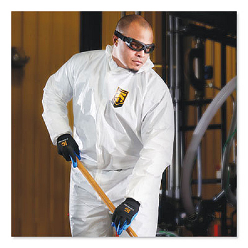 KleenGuard A80 Elastic-Cuff Hood and Boot Coveralls, Large, White, 12/Carton (45663)