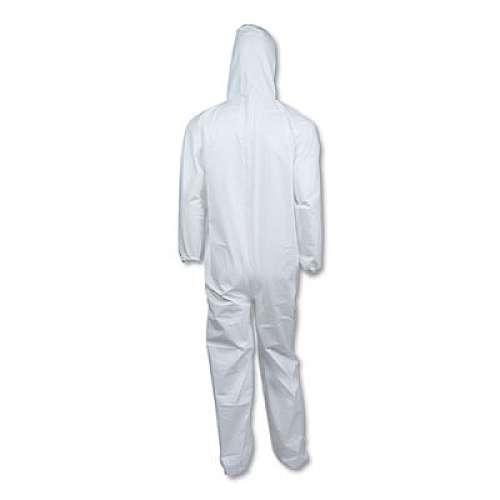 KleenGuard A40 Elastic-Cuff, Ankle, Hooded Coveralls, 3X-Large, White, 25/Carton (44326)