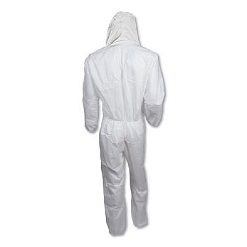 KleenGuard A30 Elastic-Back and Cuff Hooded Coveralls, 2X-Large, White, 25/Carton (46115)