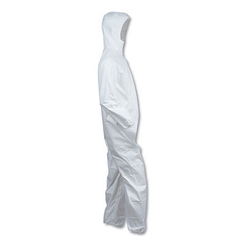 KleenGuard A40 Elastic-Cuff and Ankles Hooded Coveralls, 5X-Large, White, 25/Carton (27158)