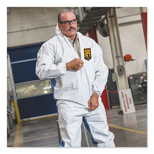 KleenGuard A40 Breathable Back Coveralls, 5X-Large to 6X-Large Combo, White/Blue, 25/Carton (37584)