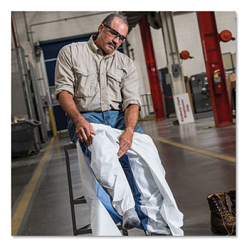 KleenGuard A40 Breathable Back Coveralls, 5X-Large to 6X-Large Combo, White/Blue, 25/Carton (37584)