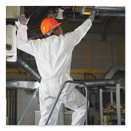 KleenGuard A30 ELASTIC-BACK AND CUFF COVERALLS, WHITE, LARGE, 25/CARTON (46103)