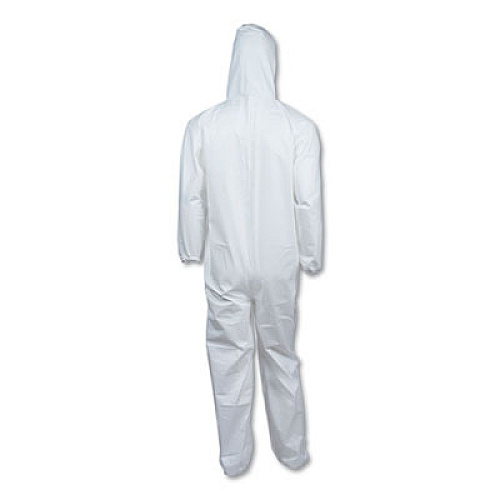 KleenGuard A40 Elastic-Cuff, Ankle, Hooded Coveralls, Medium, White, 25/Carton (44322)