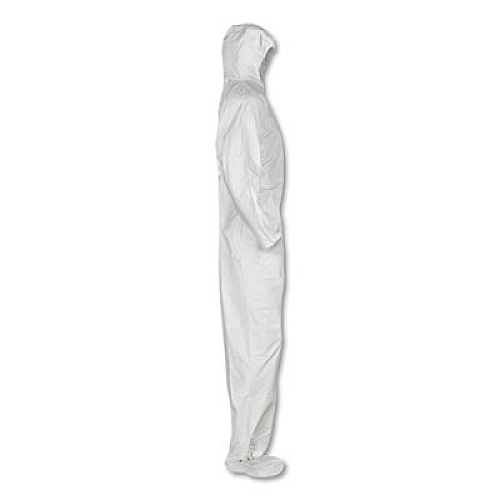 KleenGuard A20 Elastic Back and Ankle Hood and Boot Coveralls, X-Large, White, 24/Carton (49124)