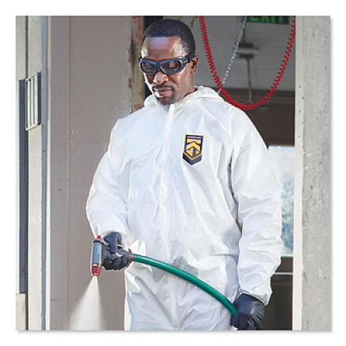 KleenGuard A40 Elastic-Cuff, Ankle, Hooded Coveralls, Medium, White, 25/Carton (44322)
