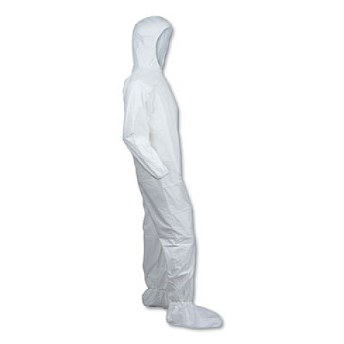 KleenGuard A30 Hood and Boots Splash/Particle Protection Coverall, 6X-Large, White, 21/Carton (27239)