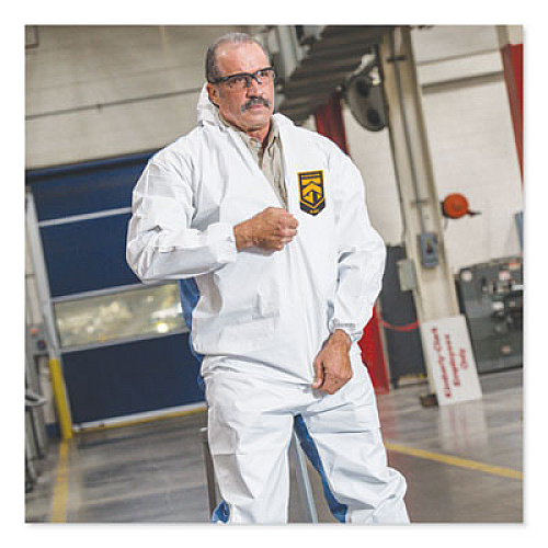 KleenGuard A40 Breathable Back Coveralls, 4X-Large, White/Blue, 25/Carton (38508)