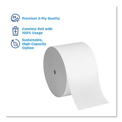 Georgia Pacific Professional Angel Soft ps Compact Coreless Bath Tissue, Septic Safe, 2-Ply, White, 750 Sheets/Roll, 12 Rolls/Carton (1937300)