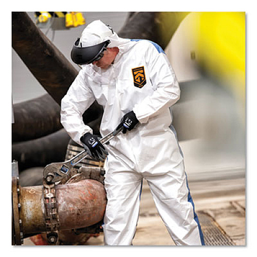 KleenGuard A40 Breathable Back Coveralls, 4X-Large, White/Blue, 25/Carton (38508)
