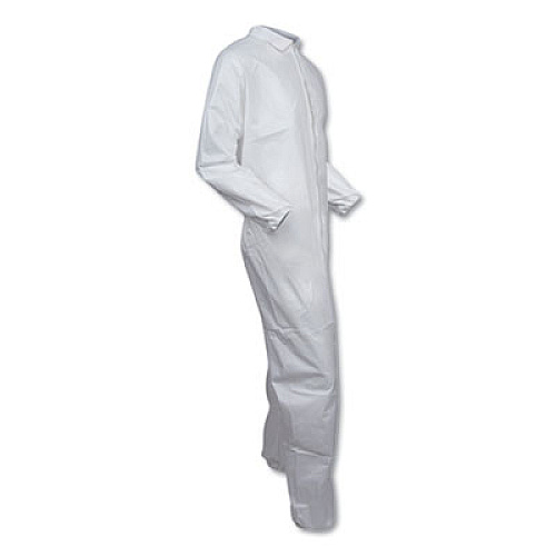 KleenGuard A30 Elastic Back and Cuff Coveralls, 4X-Large, White, 21/Carton (46107)