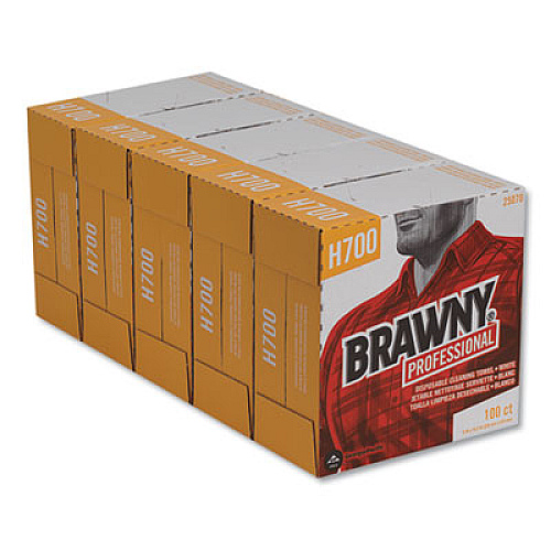 Brawny Professional Medium Weight HEF Shop Towels, 9.1 x 16.5, 100/Box (25070)