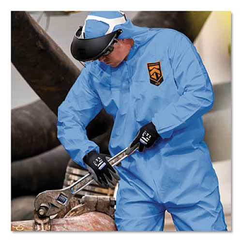 KleenGuard A20 Elastic Back Wrist/Ankle, Hood/Boots Coveralls, 4X-Large, Blue, 20/Carton (58527)