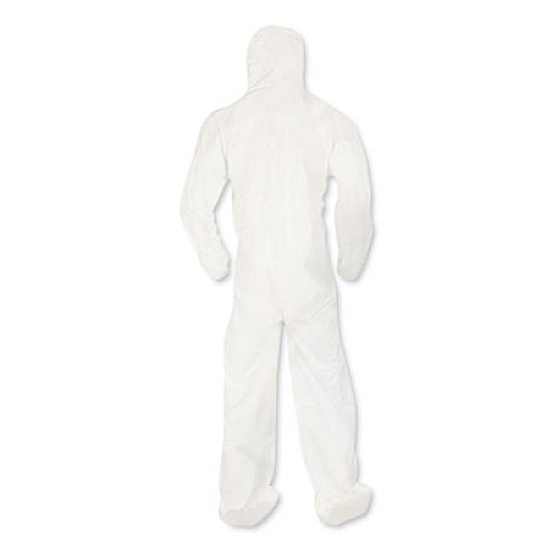 KleenGuard A80 Elastic-Cuff Hood and Boot Coveralls, X-Large, White, 12/Carton (45664)