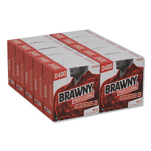 Brawny Professional Medium Duty Premium DRC Wipers, 1-Ply, 9.25 x 16.3, Unscented, White, 90 Wipes/Box, 10 Boxes/Carton (2007003CT)