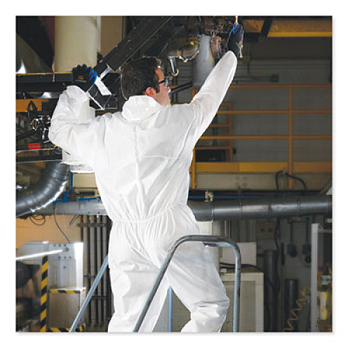 KleenGuard A30 Elastic-Back and Cuff Hooded Coveralls, White, 4X-Large, 25/Carton (46117)