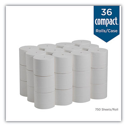 Georgia Pacific Professional Compact Coreless Bath Tissue, Septic Safe, 2-Ply, White, 750 Sheets/Roll, 36 Rolls/Carton (19371CT)