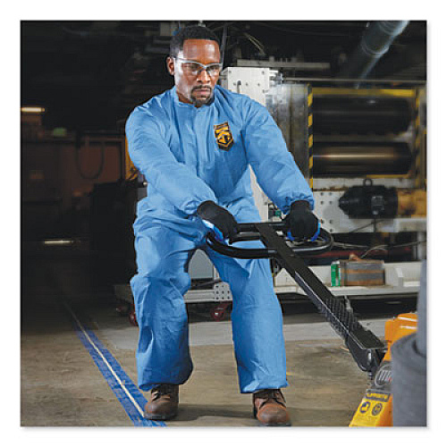 KleenGuard A60 Elastic-Cuff, Ankle and Back Coveralls, Large, Blue, 24/Carton (45003)
