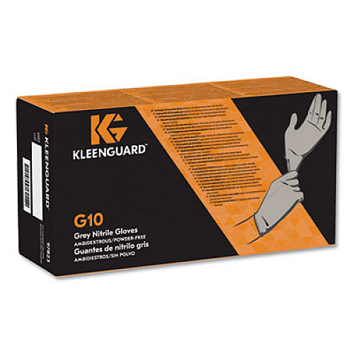 KleenGuard G10 Nitrile Gloves, 250 mm Length, Large, Gray, 150/Box (97823)