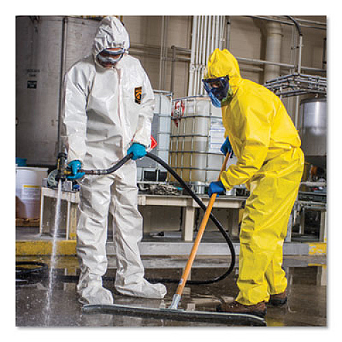 KleenGuard A80 Coveralls with Head/Foot Covering, Saranex 23-P/Cloth, 4X-Large, White, 10/Carton (45667)