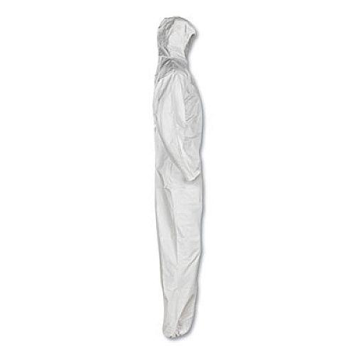 KleenGuard A30 Elastic Back and Cuff Hooded Coveralls, 3X-Large, White, 21/Carton (46116)