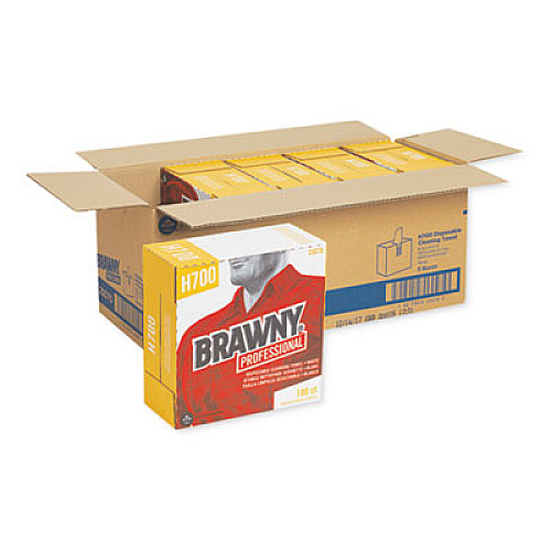 Brawny Professional Medium Weight HEF Shop Towels, 9 1/8 x 16 1/2, 100/Box, 5 Boxes/Carton (25070CT)