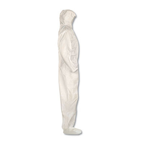KleenGuard A80 Elastic-Cuff Hood and Boot Coveralls, X-Large, White, 12/Carton (45664)