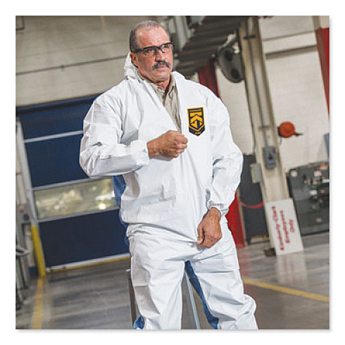 KleenGuard A40 Breathable Back Coveralls, 4X-Large, White/Blue, 25/Carton (38508)