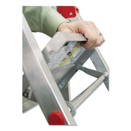 Louisville ALUMINUM EURO PLATFORM LADDER, 8 FT WORKING HEIGHT, 200 LBS CAPACITY, 3 STEP, ALUMINUM/RED (L234603)