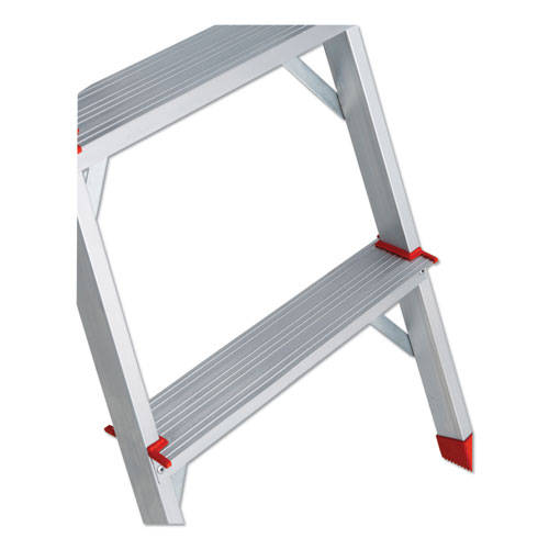 Louisville ALUMINUM EURO PLATFORM LADDER, 8 FT WORKING HEIGHT, 200 LBS CAPACITY, 3 STEP, ALUMINUM/RED (L234603)