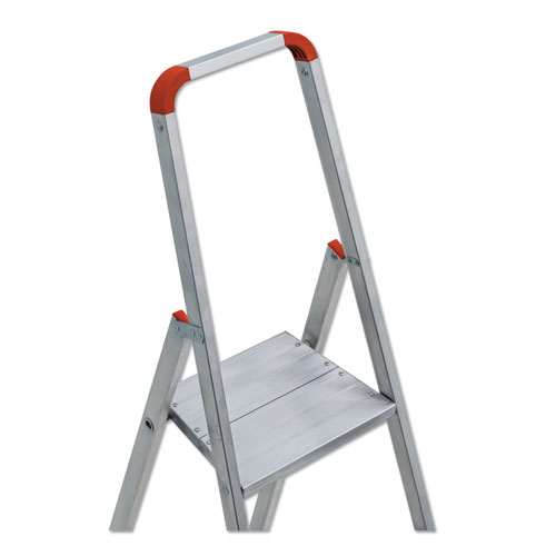 Louisville ALUMINUM EURO PLATFORM LADDER, 8 FT WORKING HEIGHT, 200 LBS CAPACITY, 3 STEP, ALUMINUM/RED (L234603)